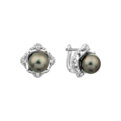 Bông tai Vàng trắng 14K đính ngọc trai Tahiti PNJ PTDDW000044