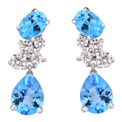 Bông tai cưới Vàng trắng 14K đính đá Topaz True Love PNJ TPXMW000169