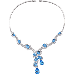 Dây cổ cưới Vàng trắng 14K đính đá Topaz PNJ True Love TPXMW000021