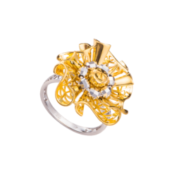 Nhẫn vàng Ý 18K PNJ hoa văn lưới 5 cánh 0000C000208