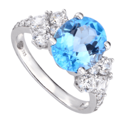 Nhẫn cưới Vàng trắng 14K đính đá Topaz PNJ True Love TPXMW000279