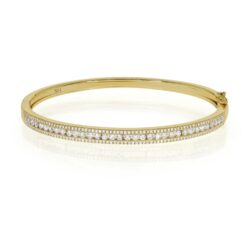 18kt yellow gold 3-row channel and pave set diamond bangle