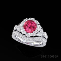 Pink Sapphire Vintage Bridal Set