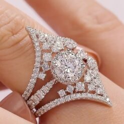 Round Cut White Sapphire 925 Sterling Silver Insert Bridal Sets