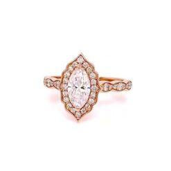 Oval Cut White Sapphire Rose Gold 925 Sterling Silver Halo Engagement Rings