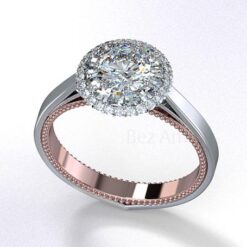 Blaze and Pave Double Halo Engagement Ring