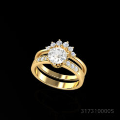 Engagement Ring and Curved Band
