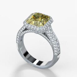 Fancy Yellow Radiant Cut Diamond Engagement Ring