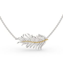 Jeulia Two Tone Feather Sterling Silver Necklace