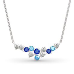 Jeulia "Light of Starry Sky" Multi-color Round Cut Sterling Silver Necklace