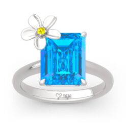 Jeulia "Fragrant Flower" Emerald Cut Sterling Silver Ring