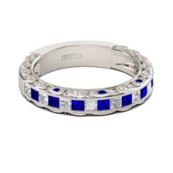 Jeulia Classic Princess Cut Sterling Silver Women's Band