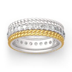 Jeulia Two Tone Cable Round Cut Sterling Silver Women's Band