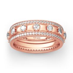 Jeulia Rose Gold Tone Round Cut Sterling Silver Women's Band