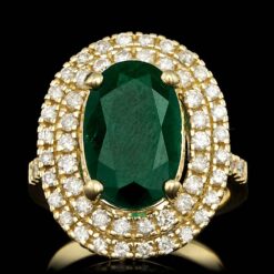14K YELLOW GOLD 4.00CT EMERALD 1.20CT DIAMOND RING