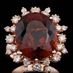 14K ROSE GOLD 20.50CT CITRINE 1.00CT DIAMOND RING