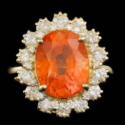 14K YELLOW GOLD 9.50CT GARNET 1.20CT DIAMOND RING