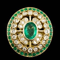 14K YELLOW GOLD 2.25CT EMERALD 1.00CT DIAMOND RING