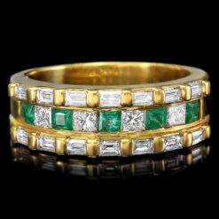 14K YELLOW GOLD 0.30CT EMERALD 1.8CT DIAMOND RING