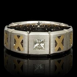 14K MULTI-TONE GOLD 0.33CT DIAMOND MENS RING