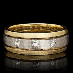 14K MULTI-TONE GOLD 0.48CT DIAMOND MENS RING