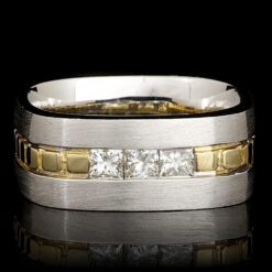 14K MULTI-TONE GOLD 0.66CT DIAMOND MENS RING