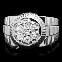 14K WHITE GOLD 0.60CT DIAMOND MENS RING