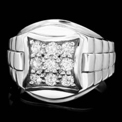 14K WHITE GOLD 1.00CT DIAMOND MENS RING