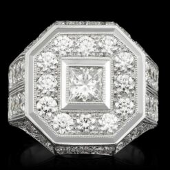 18K WHITE GOLD 8CT DIAMOND MENS RING