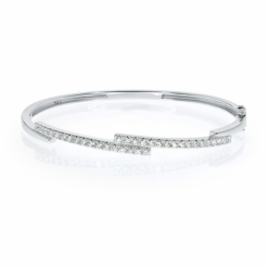 18kt white gold twin band off-set diamond bangle