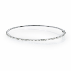 18kt white gold Pave set diamond tennis bangle (1.6mm)
