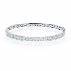 18kt white gold 3-row channel and pave set diamond bangle
