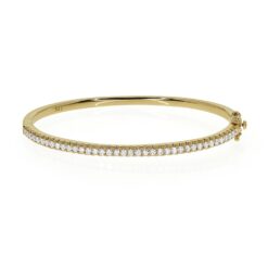 18kt yellow gold Pave set diamond tennis bangle (2.7mm)