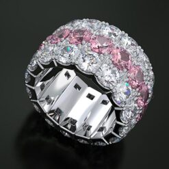 3 Row Stretchable Pink Sapphire Diamond Eternity Band