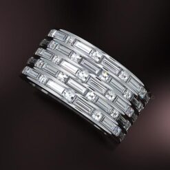 5 Row Blaze and Baguette Diamond Band