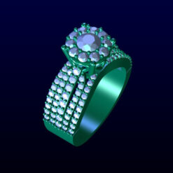 Five Row Diamond Cluster Ring