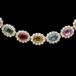 14K WHITE GOLD 30.00CT SAPPHIRE 15.00CT DIAMOND NECKLACE