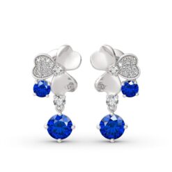 Jeulia "Real Lucky" Clover Design Sterling Silver Drop Earrings