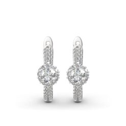 Jeulia Classic Halo Round Cut Sterling Silver Hoop Earrings