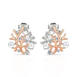 Jeulia "Coral Reefs" Cultured Pearl Sterling Silver Earrings