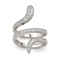 Jeulia Snake Shape Sterling Silver Cocktail Ring
