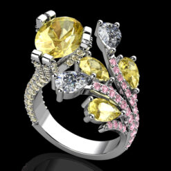 Dandelion inspired Fancy Diamond Ring