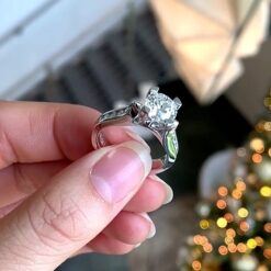 Round Cut White Sapphire 925 Sterling Silver Engagement Rings