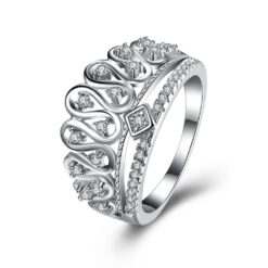Crown Round Cut White Sapphire S925 Silver Promise Rings