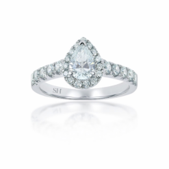 3-Claw Pear Shape halo and pavé set diamond band