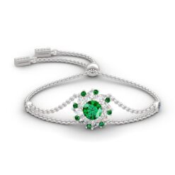 Jeulia Halo Round Cut Sterling Silver Bracelet