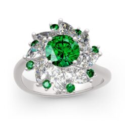 Jeulia Halo Round Cut Sterling Silver Ring