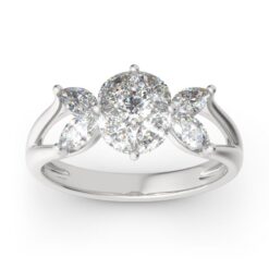 Jeulia Cluster Round and Marquise Cut Sterling Silver Cocktail Ring