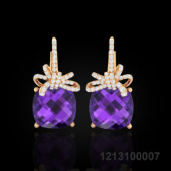 Love Bowknot Purple Amethyst Earrings