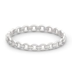 Jeulia Chain Design Round Cut Sterling Silver Bracelet